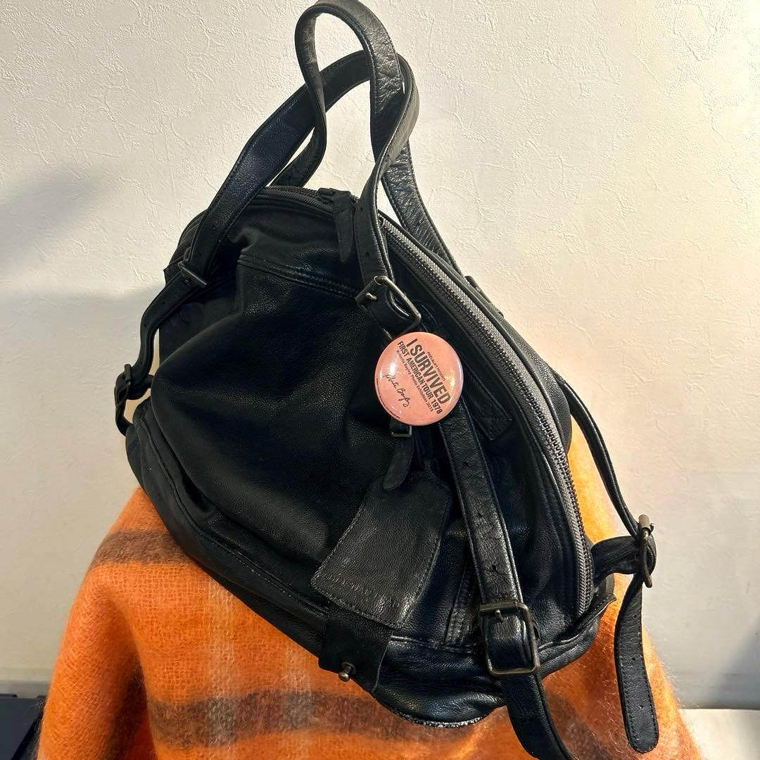 バッグ Christian Peau Leather Boston Bag Black