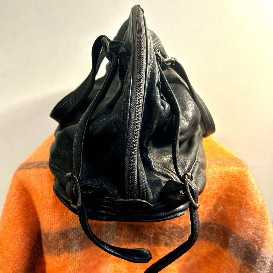 バッグ Christian Peau Leather Boston Bag Black