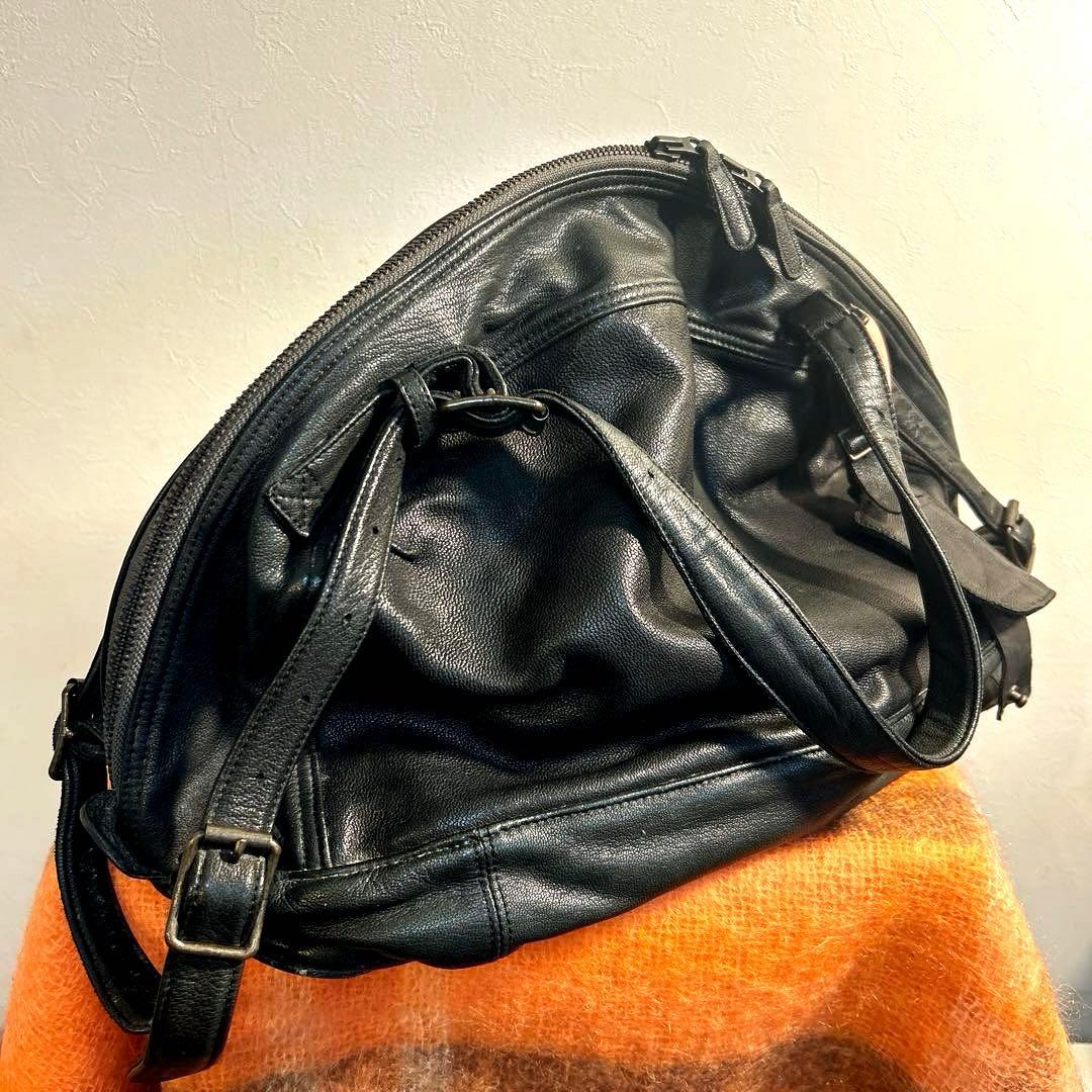 バッグ Christian Peau Leather Boston Bag Black