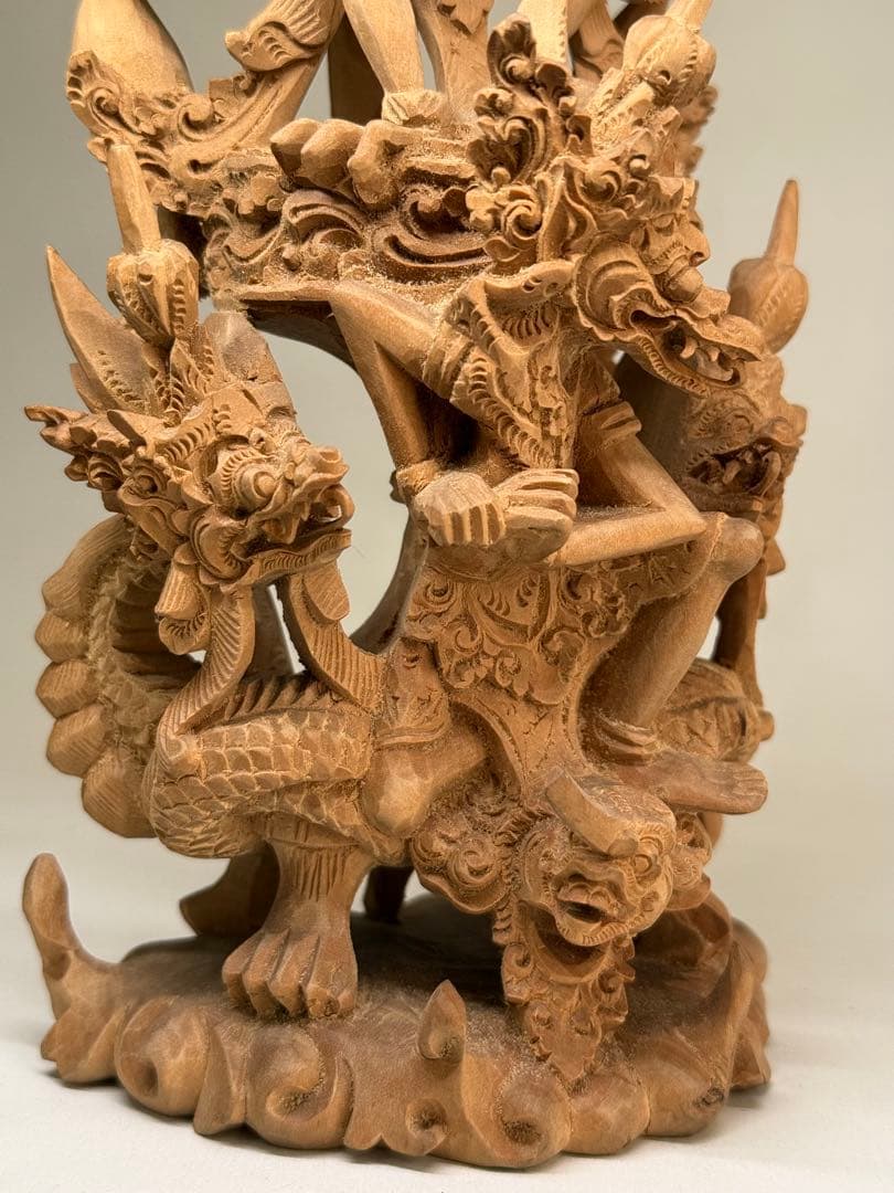 T27 木彫一刀彫 神鳥「ガルーダ」神仏像 彫刻 ヒンドゥー教