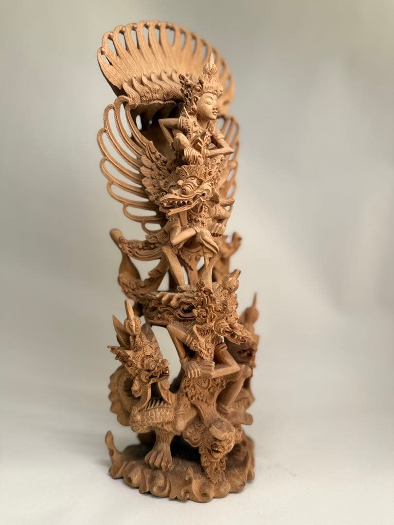 T27 木彫一刀彫 神鳥「ガルーダ」神仏像 彫刻 ヒンドゥー教