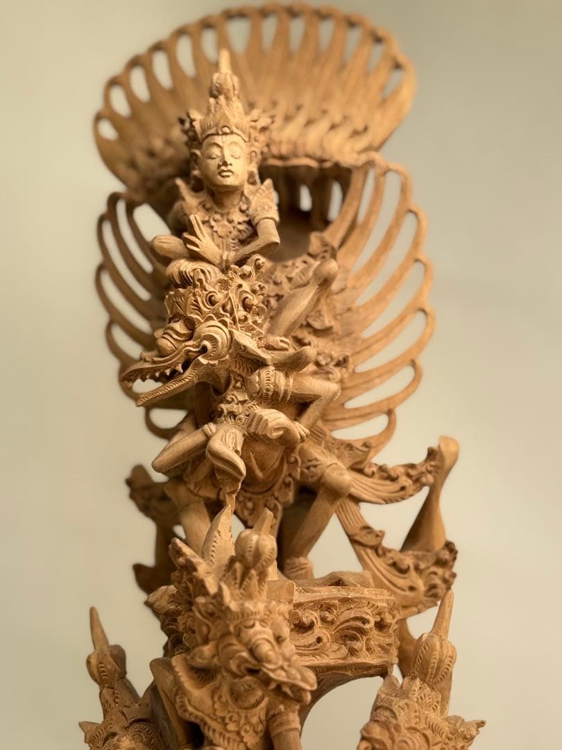 T27 木彫一刀彫 神鳥「ガルーダ」神仏像 彫刻 ヒンドゥー教