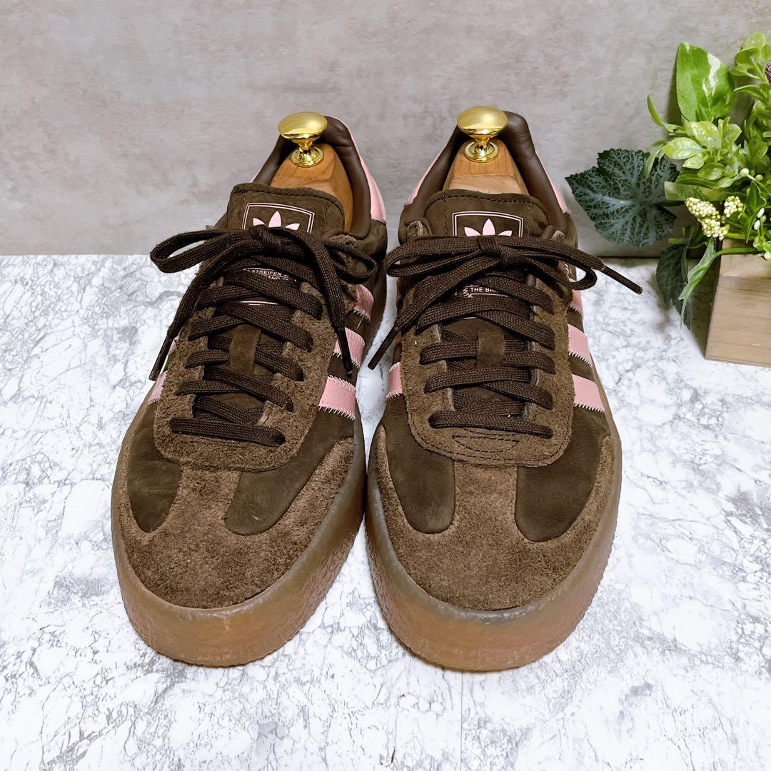 極美品【adidas アディダス 】SAMBA レザースニーカー 茶 25