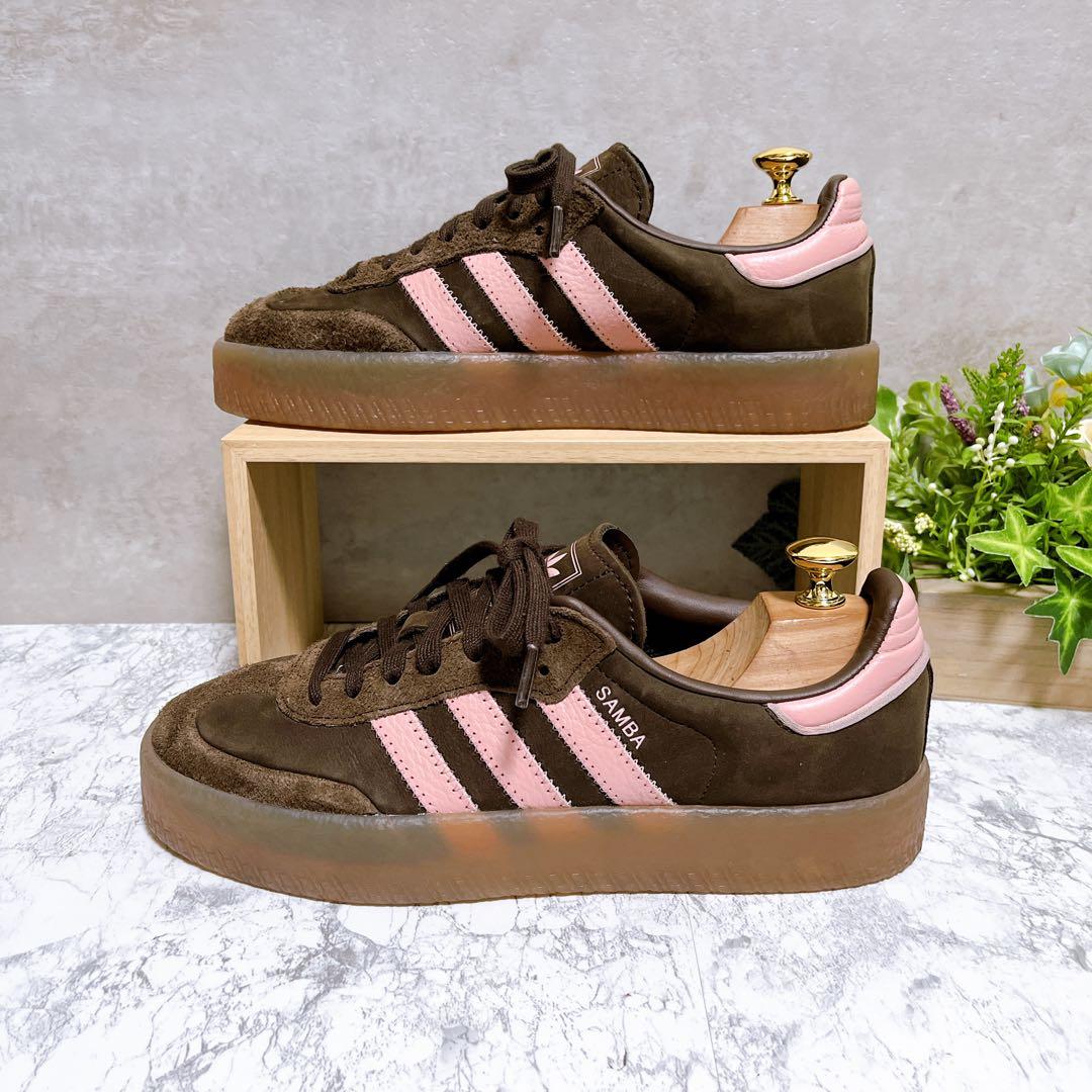 極美品【adidas アディダス 】SAMBA レザースニーカー 茶 25