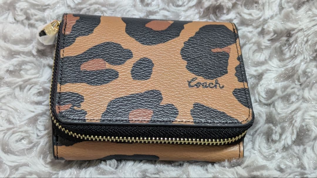 COACH コーチ ジョージミニ二つ折り財布 ヒョウ柄 レオパード