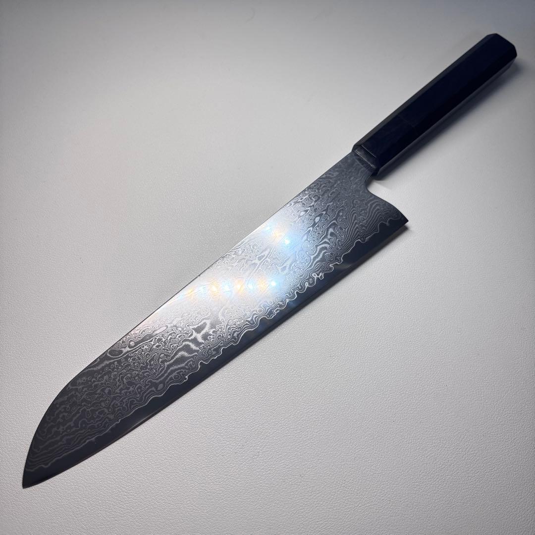 67層ダマスカス 牛刀　三徳包丁240mmシェフナイフ 黒檀本牛角八角柄 ，