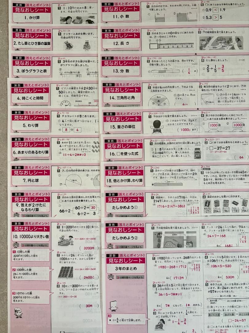 【2025年度最新版】小学3年生 国語・算数 見なおしシートまとめ売り｜青葉出版