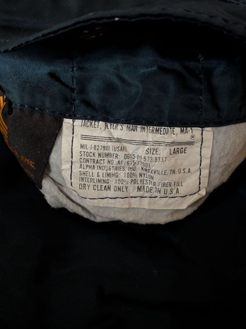 USA製 90's ALPHA MA-1 Flight Jacket