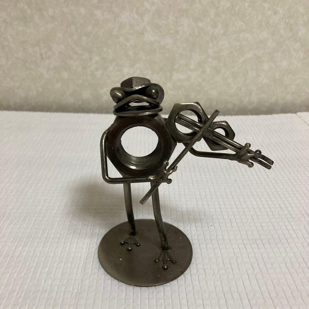 メタルクラフト 溶接アート カエル 音楽隊 バンド 4体セット オブジェ 置物
