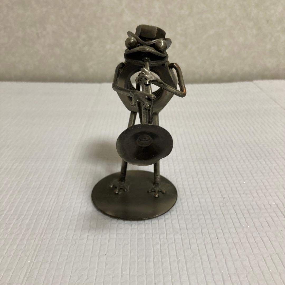 メタルクラフト 溶接アート カエル 音楽隊 バンド 4体セット オブジェ 置物