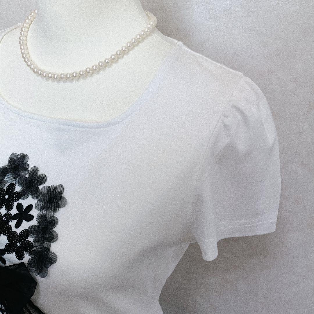 M’S GRACY エムズグレイシー 立体モチーフ カットソー 40 白Tシャツ