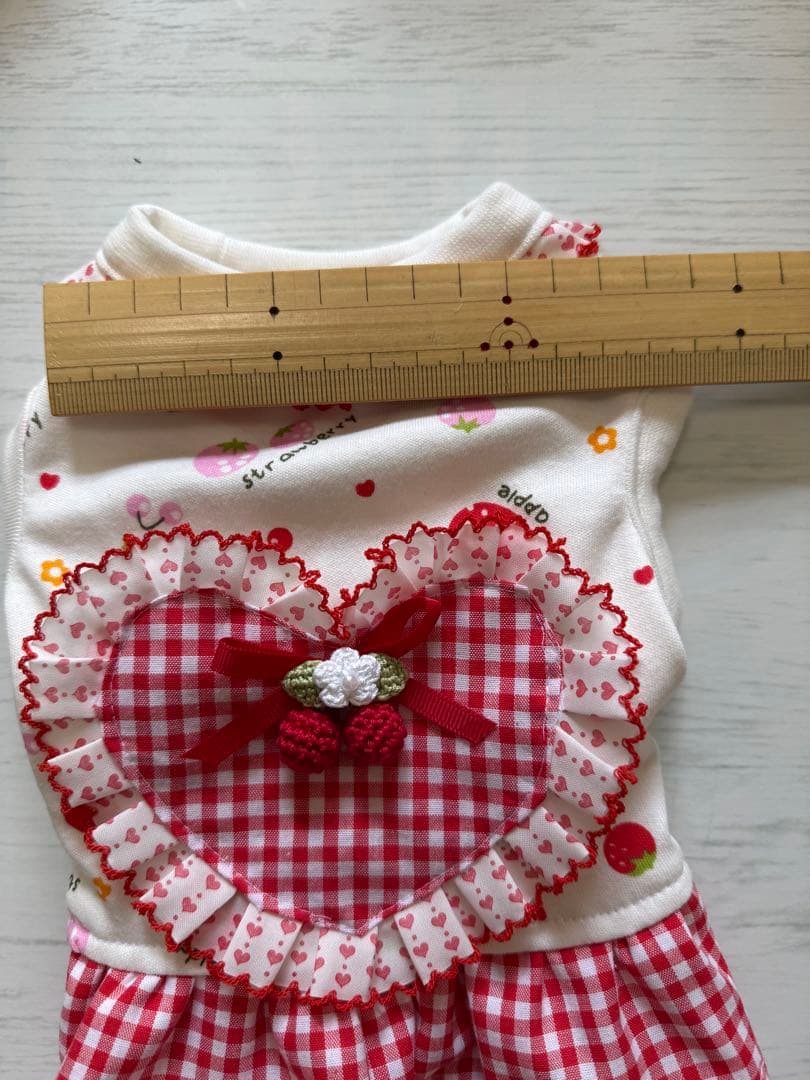 ❤️犬服ハンドメイド❤️ハートエプロンワンピ
