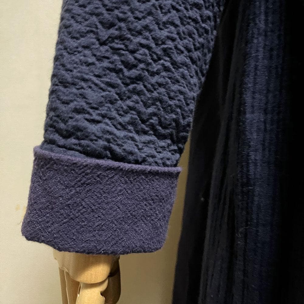 THANGEN コットン パッチワーク バルーン ロングコート インディゴ
