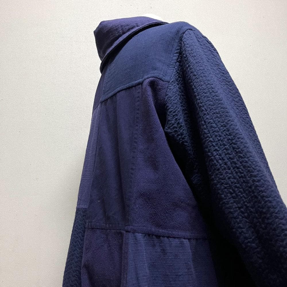 THANGEN コットン パッチワーク バルーン ロングコート インディゴ
