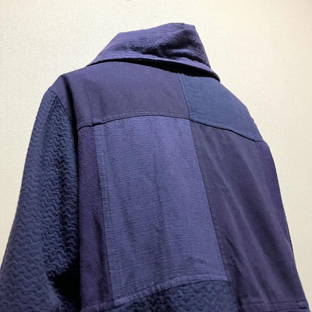 THANGEN コットン パッチワーク バルーン ロングコート インディゴ
