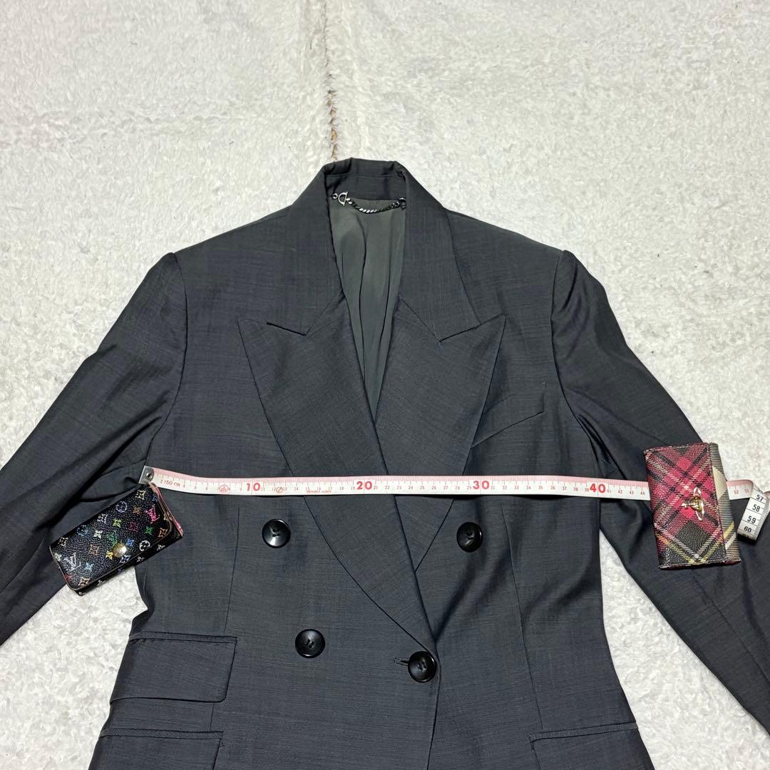 GUCCI グッチ ダークグレー テーラードジャケット ダブル 38 シルク混