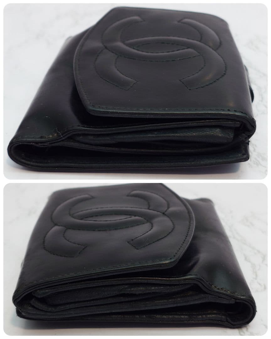 特価【CHANEL】パテントレザー/二つ折り財布/