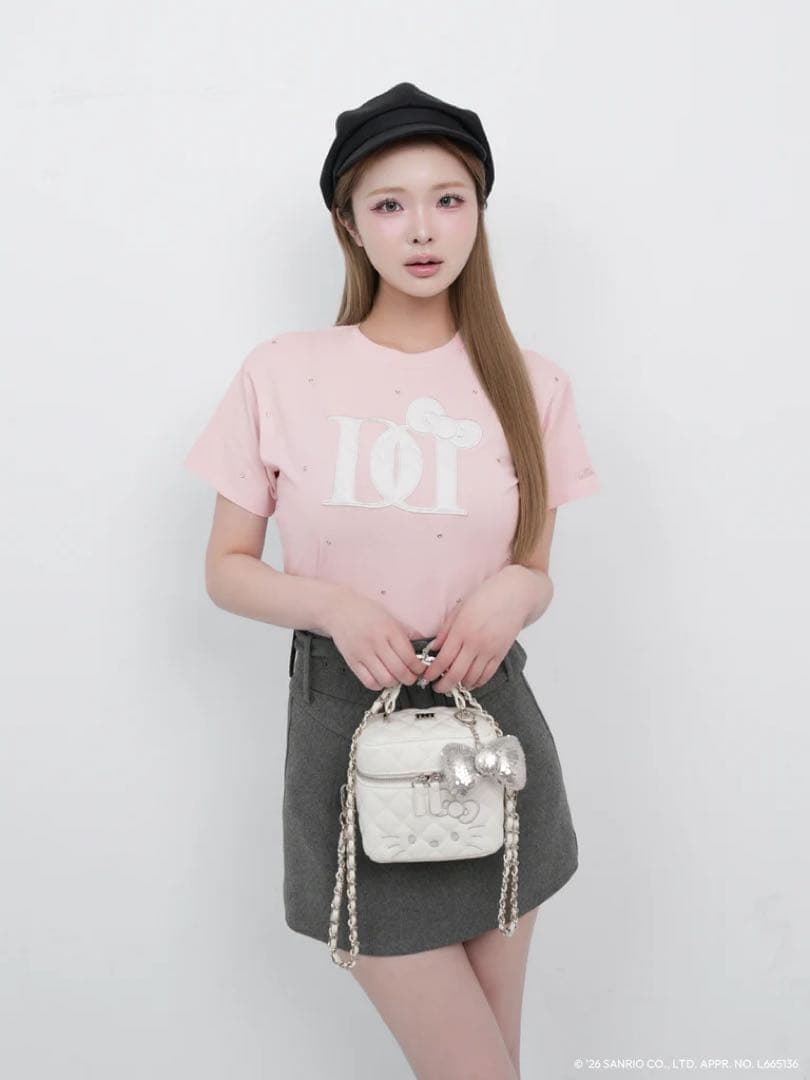 定価以下　Hello DarichキルティングアップリケビジューTシャツ ピンク