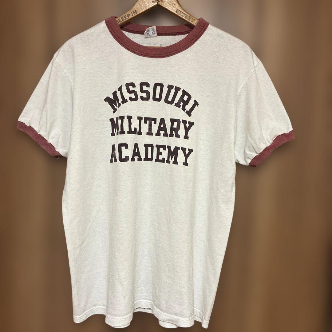 80S チャンピオン　ミリタリー　リンガーtシャツ　ステンシル入り　サイズXL