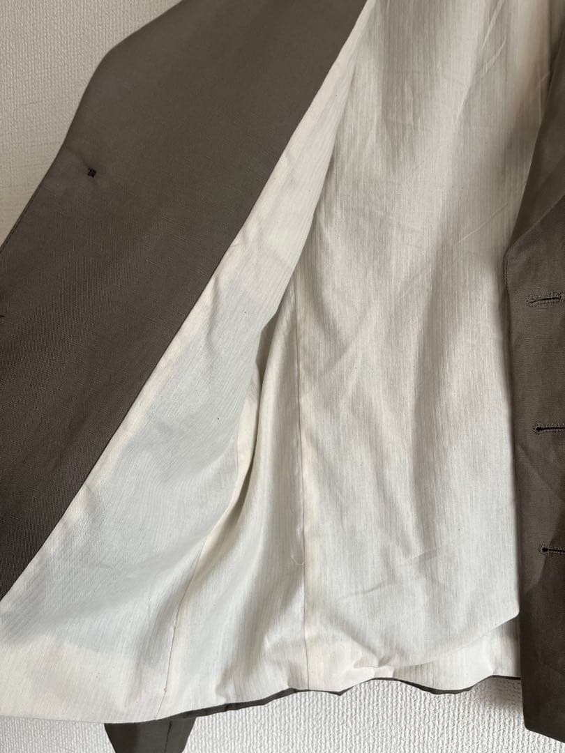 メンズ　カーキ　セットアップ リネン風 ZARA