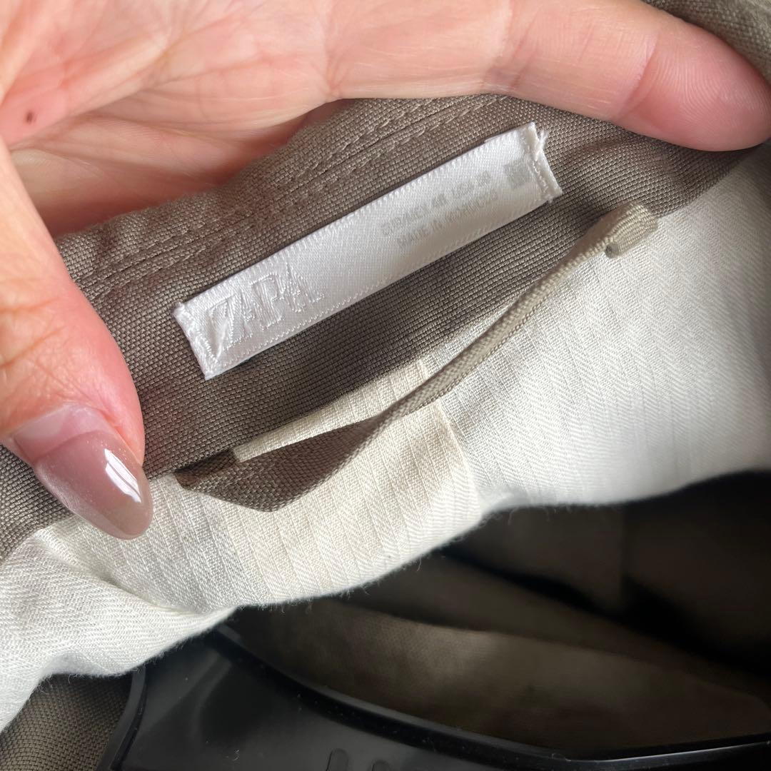 メンズ　カーキ　セットアップ リネン風 ZARA