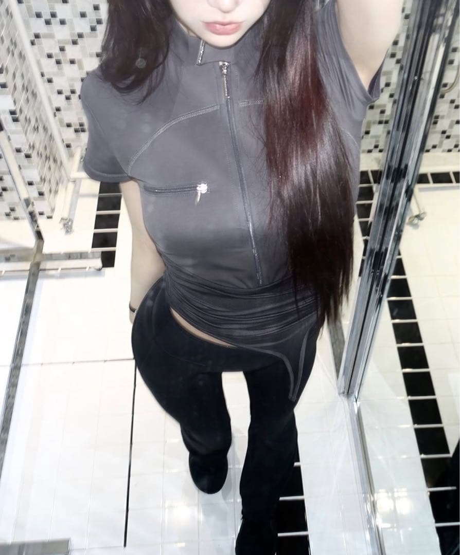 トップス zip asymmetric tops THEREDTHREAD