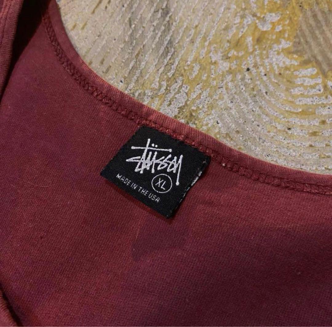 トップス 00s stussy fire pattern logo tank top