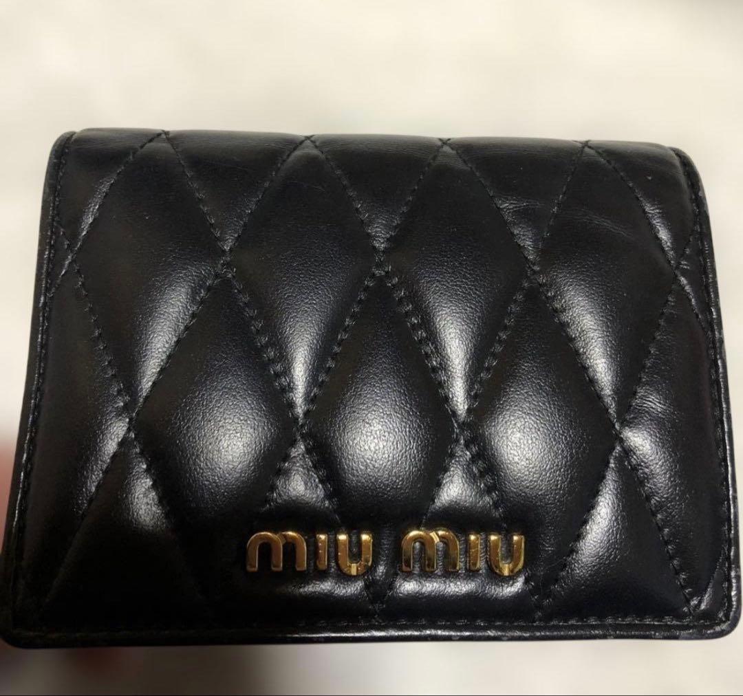 な*ゆ様 ゆ*う様 miu miu 二つ折り財布 ブラック RFID 箱・付属品