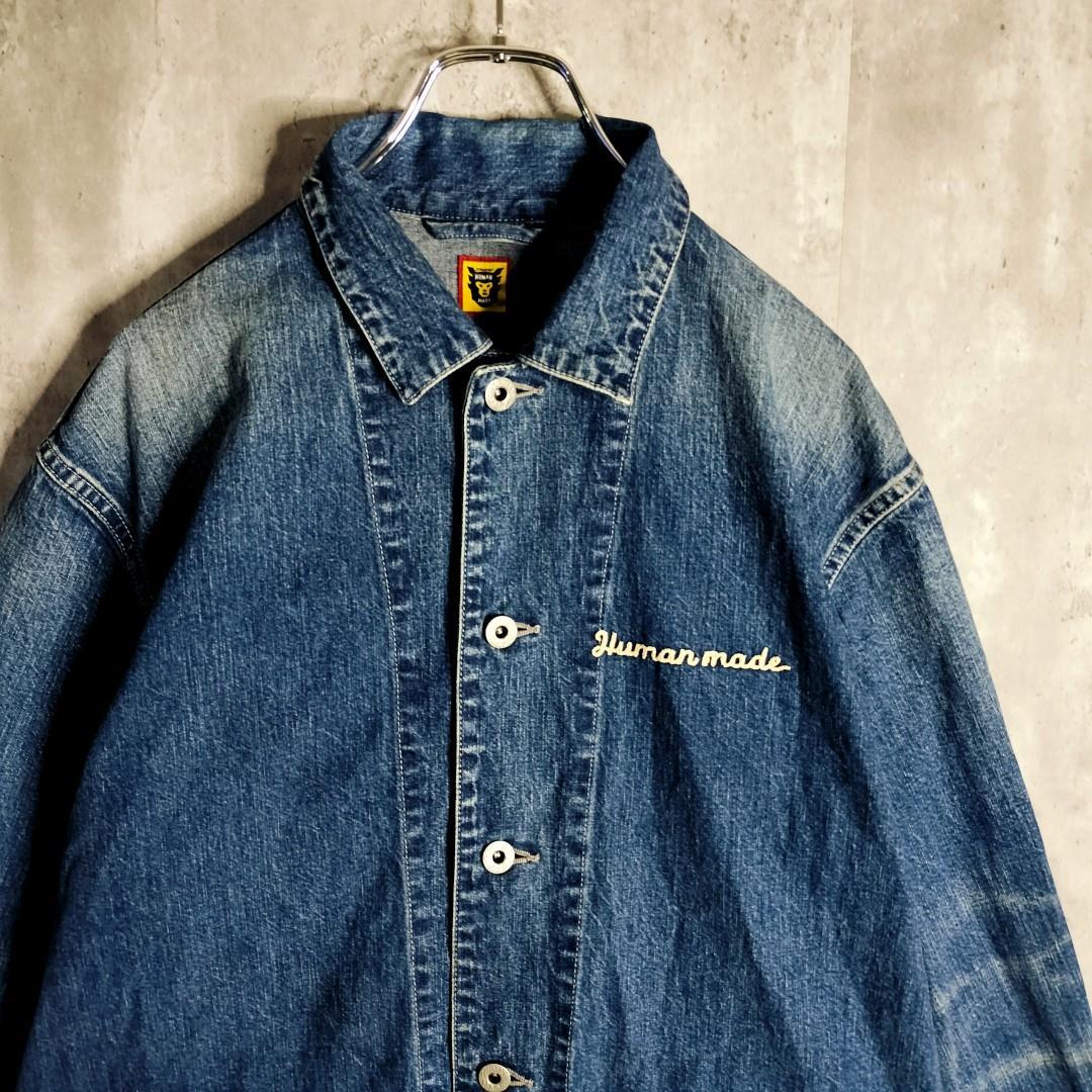 ヒューマンメイド 刺繍 フェルトワッペン 両面ロゴ デニム カバーオール L
