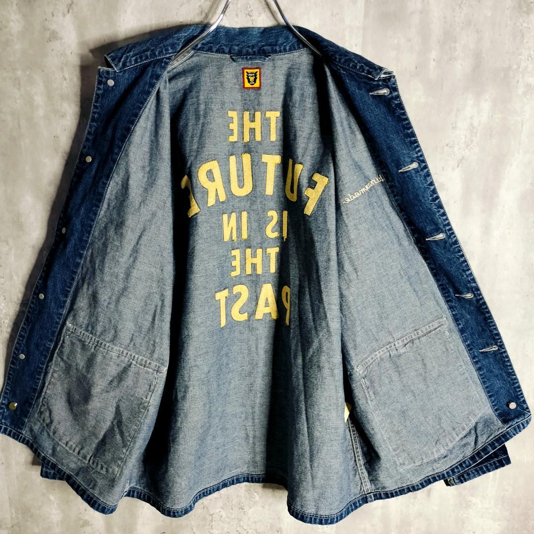 ヒューマンメイド 刺繍 フェルトワッペン 両面ロゴ デニム カバーオール L