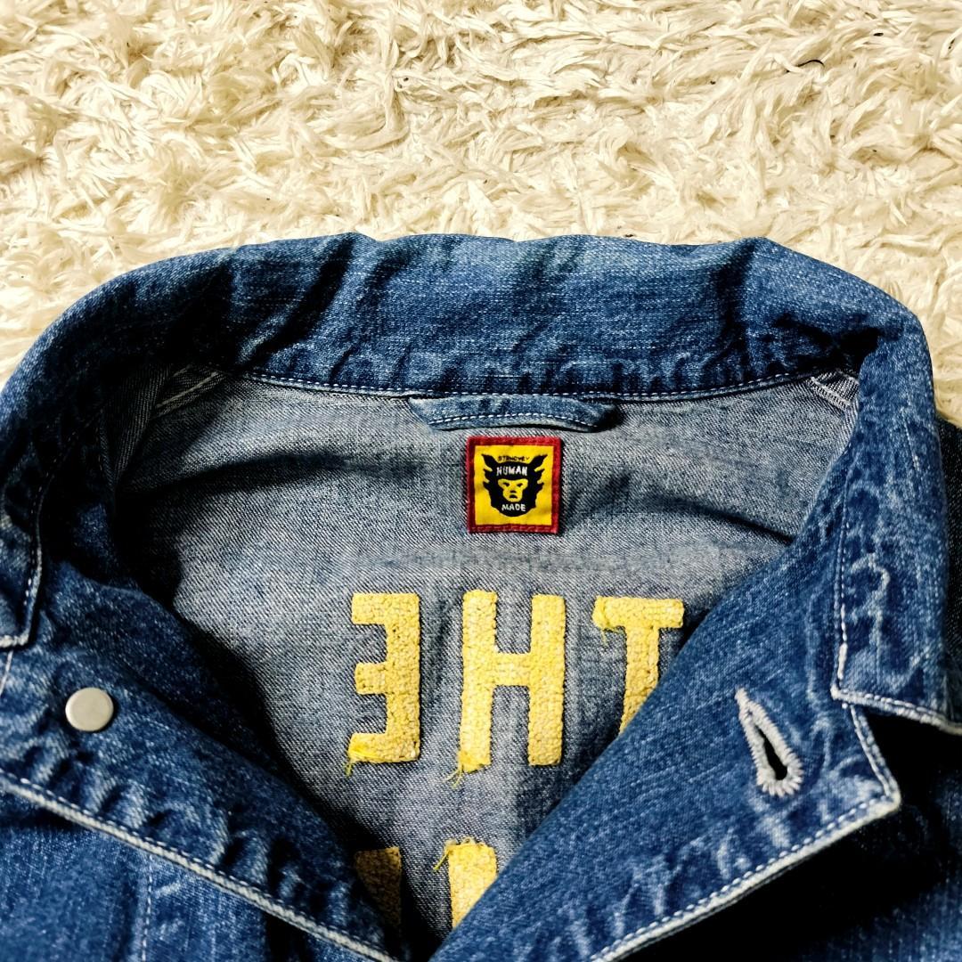 ヒューマンメイド 刺繍 フェルトワッペン 両面ロゴ デニム カバーオール L