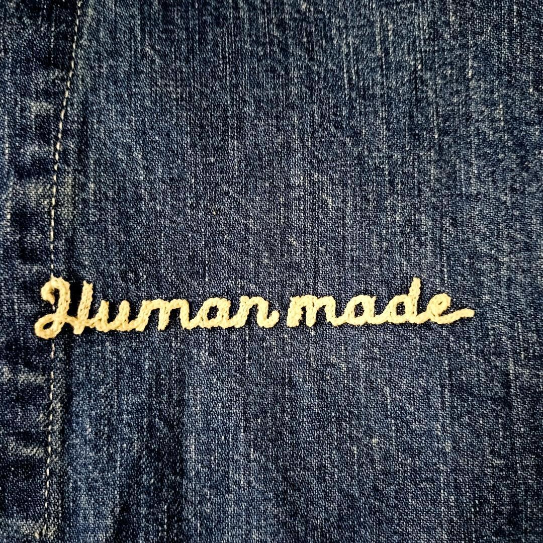 ヒューマンメイド 刺繍 フェルトワッペン 両面ロゴ デニム カバーオール L