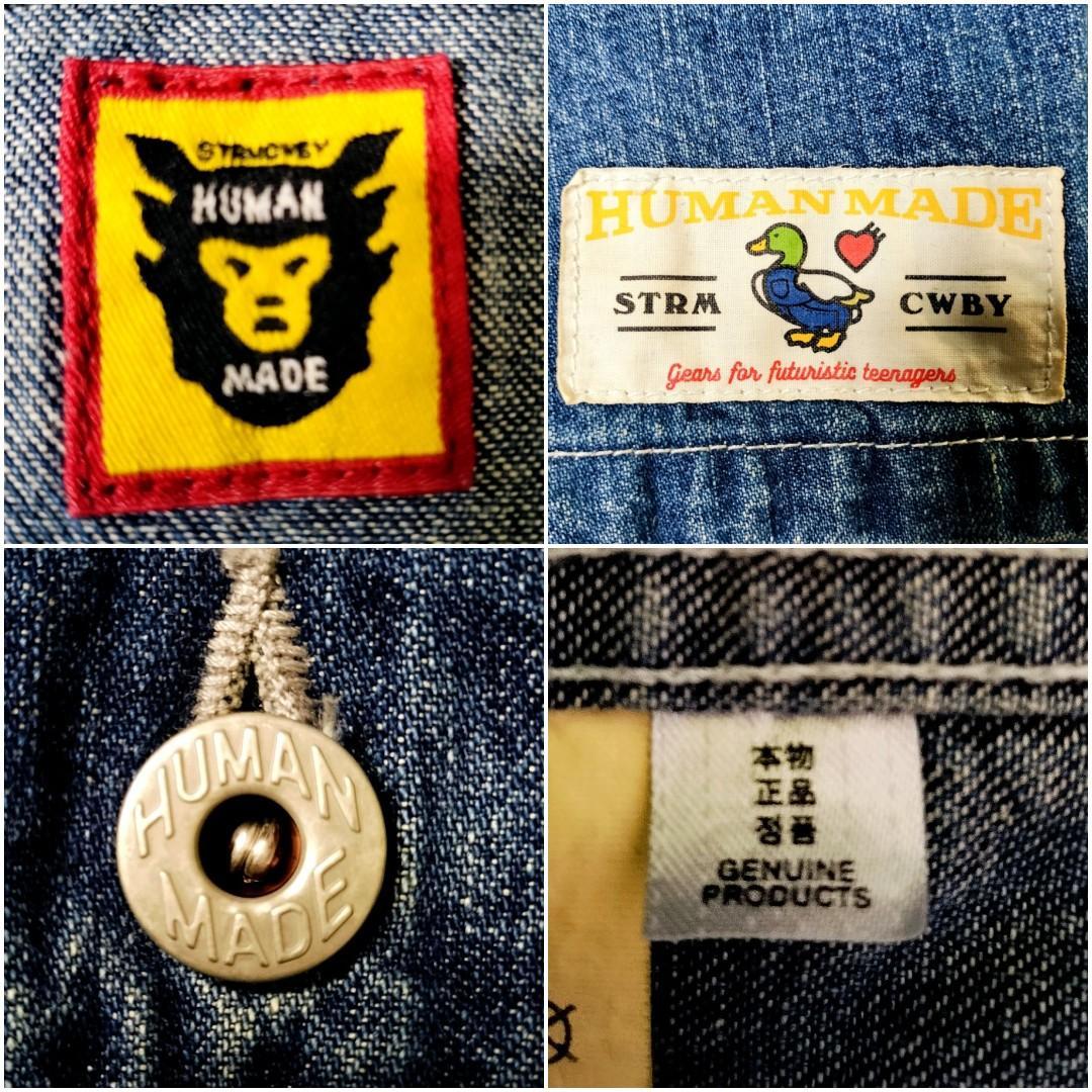 ヒューマンメイド 刺繍 フェルトワッペン 両面ロゴ デニム カバーオール L
