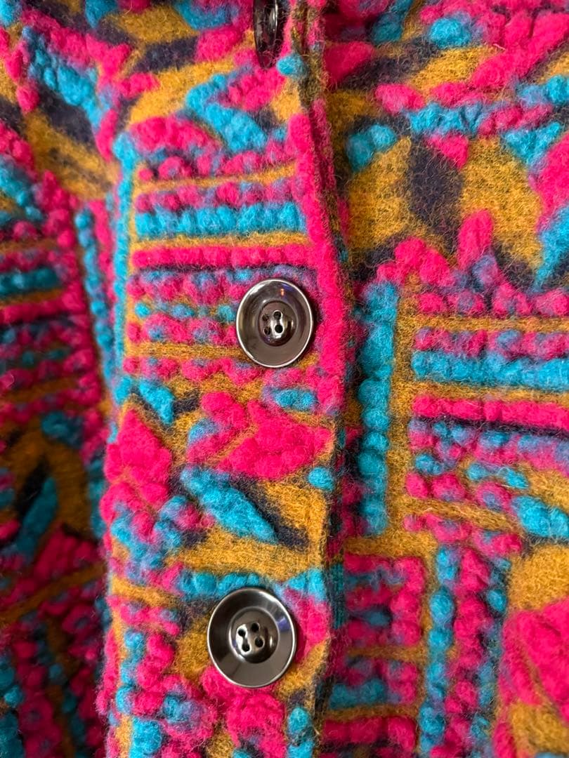 ☆美品☆カラフルなニット立体織イタリア製ウールコート☆