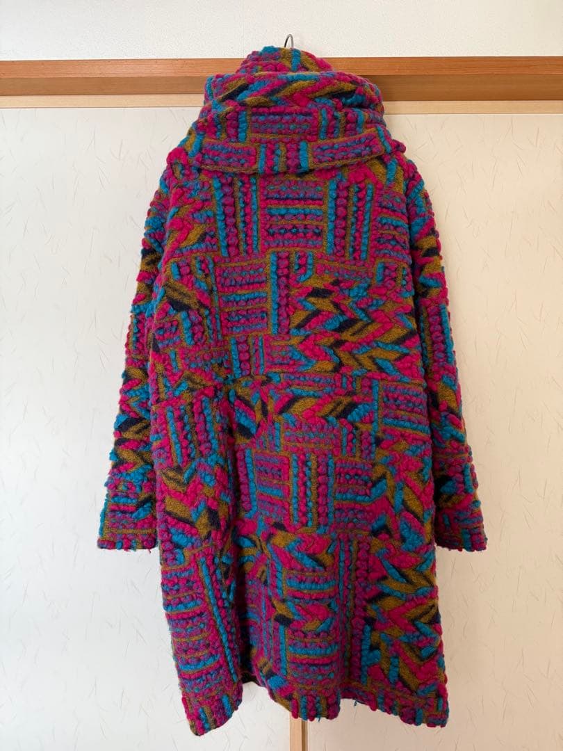 ☆美品☆カラフルなニット立体織イタリア製ウールコート☆