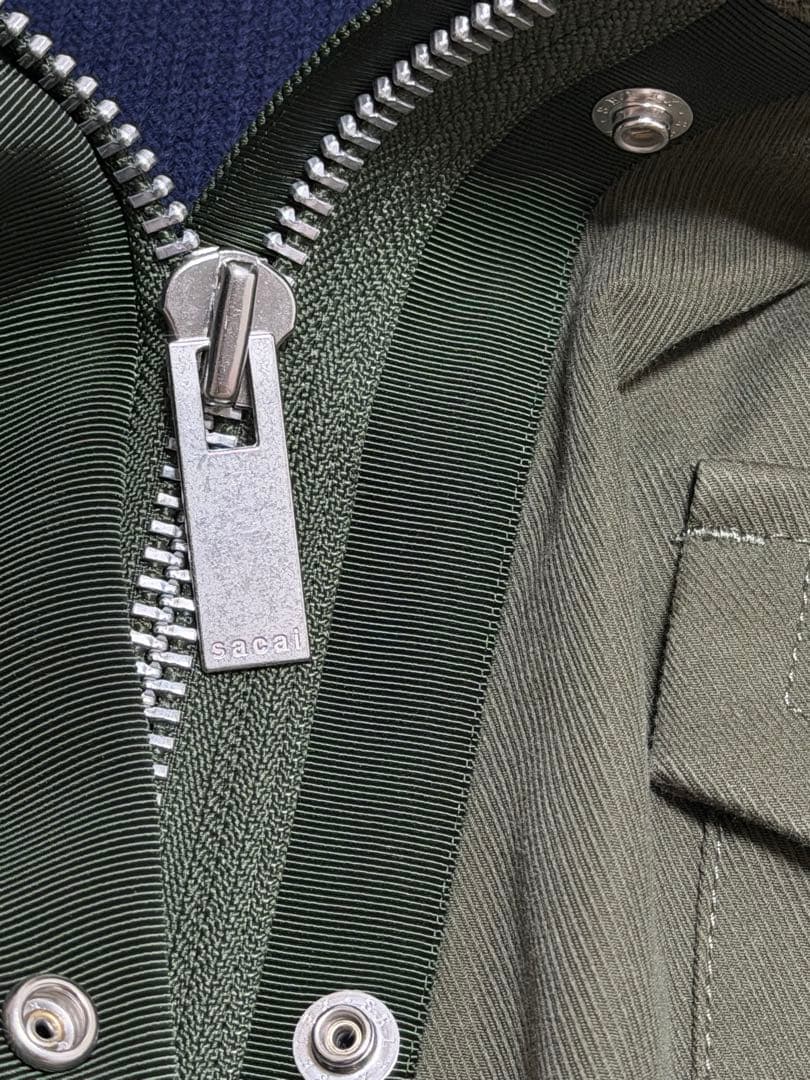 【週末限定値下げ】 sacai サカイ ニットコンビブルゾン カーキ×ネイビー