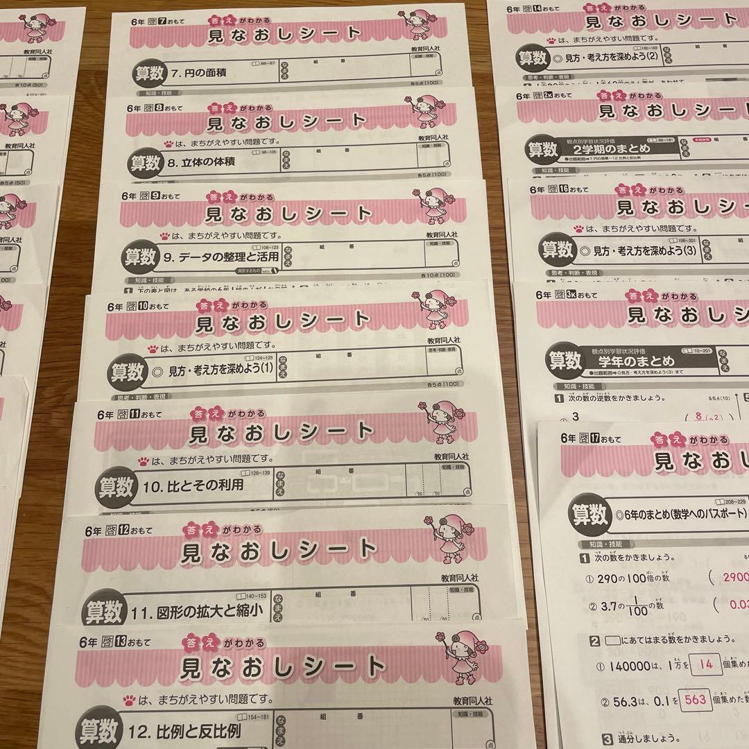 ‼️最新版‼️2025年度 小6 算数 カラーテスト解答のみ (教育同人社) 19枚