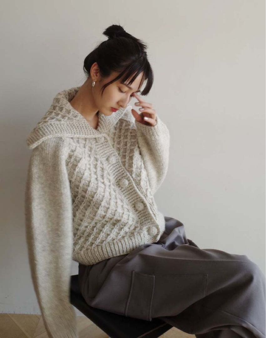 searoomlynn NPL HMクロスWaffleカーデ　ヘザーホワイト