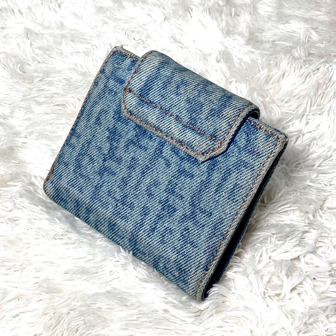 DIESEL 三つ折り財布 デニム レザー コンパクト ロゴ メンズ レディース
