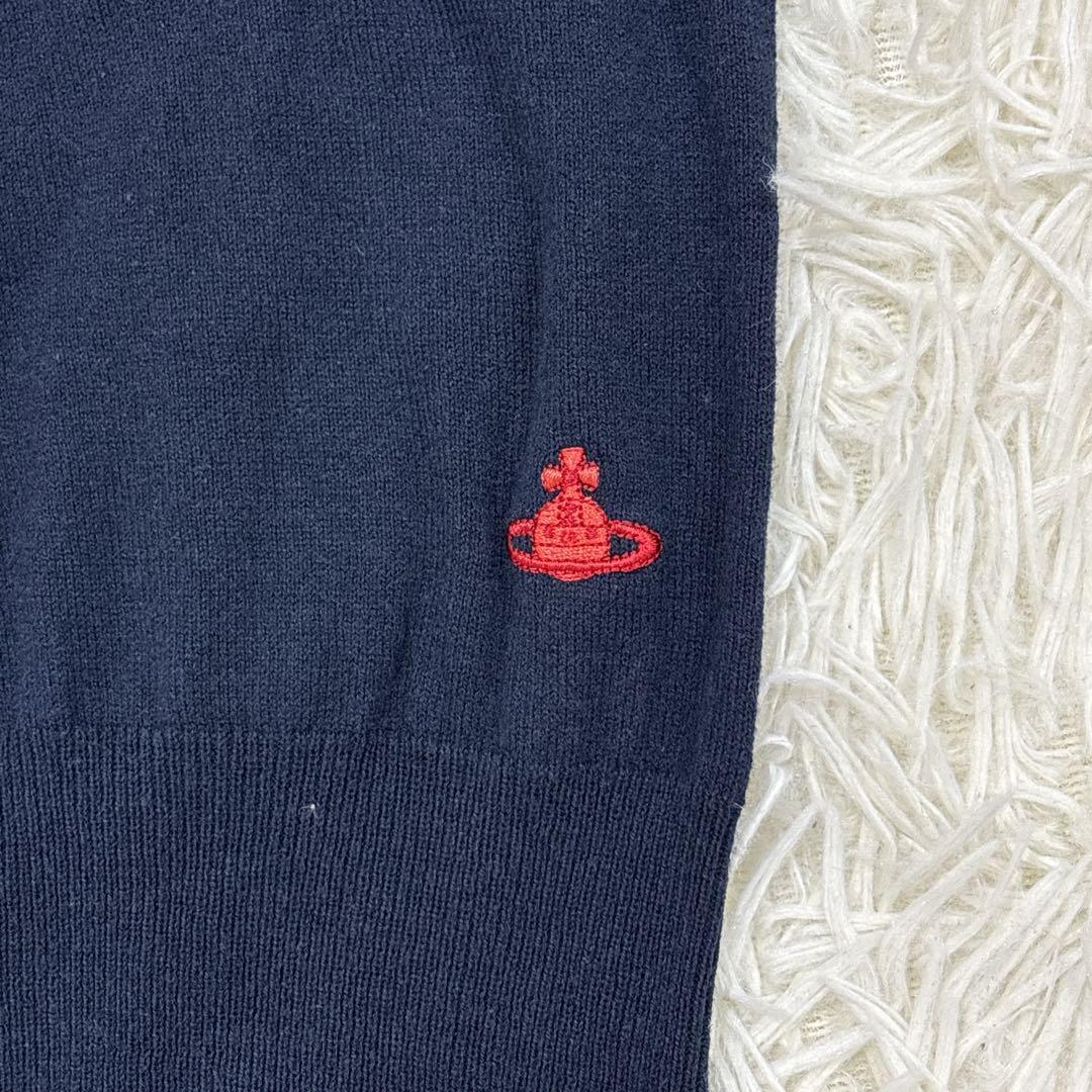 美品✨ヴィヴィアンウエストウッド　カーディガン　半袖　オーブ刺繍　紺　実寸L