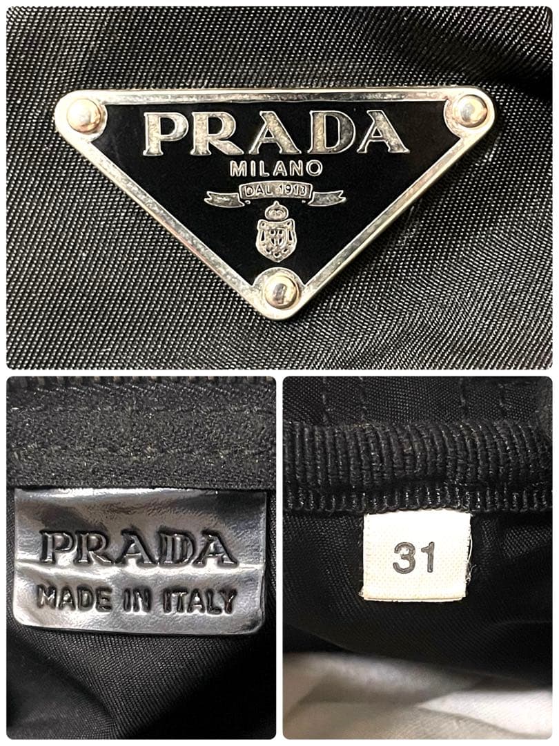 【良品】PRADA ミニボストンバッグ 三角ロゴ ナイロン ブラック