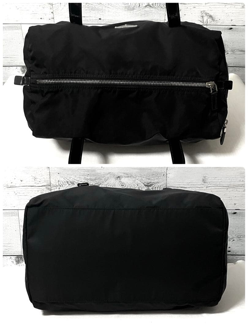 【良品】PRADA ミニボストンバッグ 三角ロゴ ナイロン ブラック