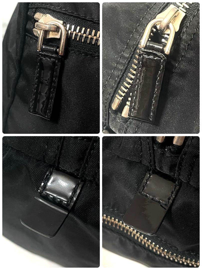 【良品】PRADA ミニボストンバッグ 三角ロゴ ナイロン ブラック