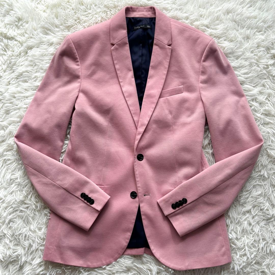 【未使用級】ストレッチ伸縮 ZARA ザラ テーラードジャケット 桜春ピンク