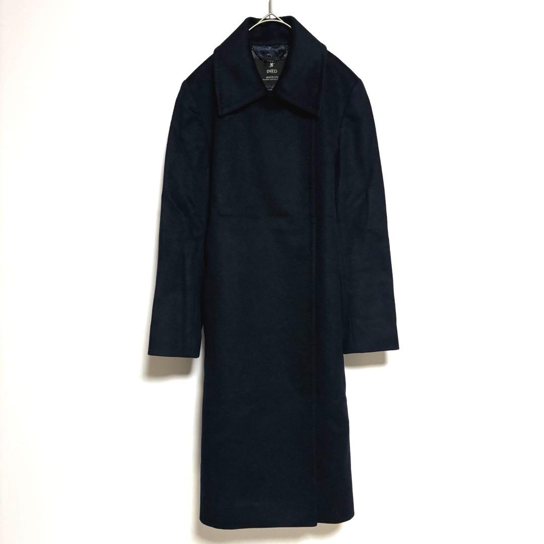 INED イネド　ネイビー ロングコート ウールコート　7 カシミヤ100%