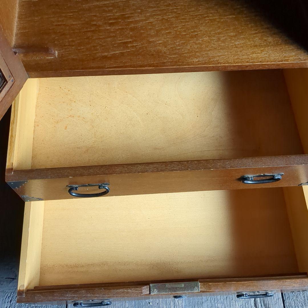 【値下げ】茶箪笥　和箪笥　収納棚　小箪笥　ガラス扉付き　レトロ　茶棚