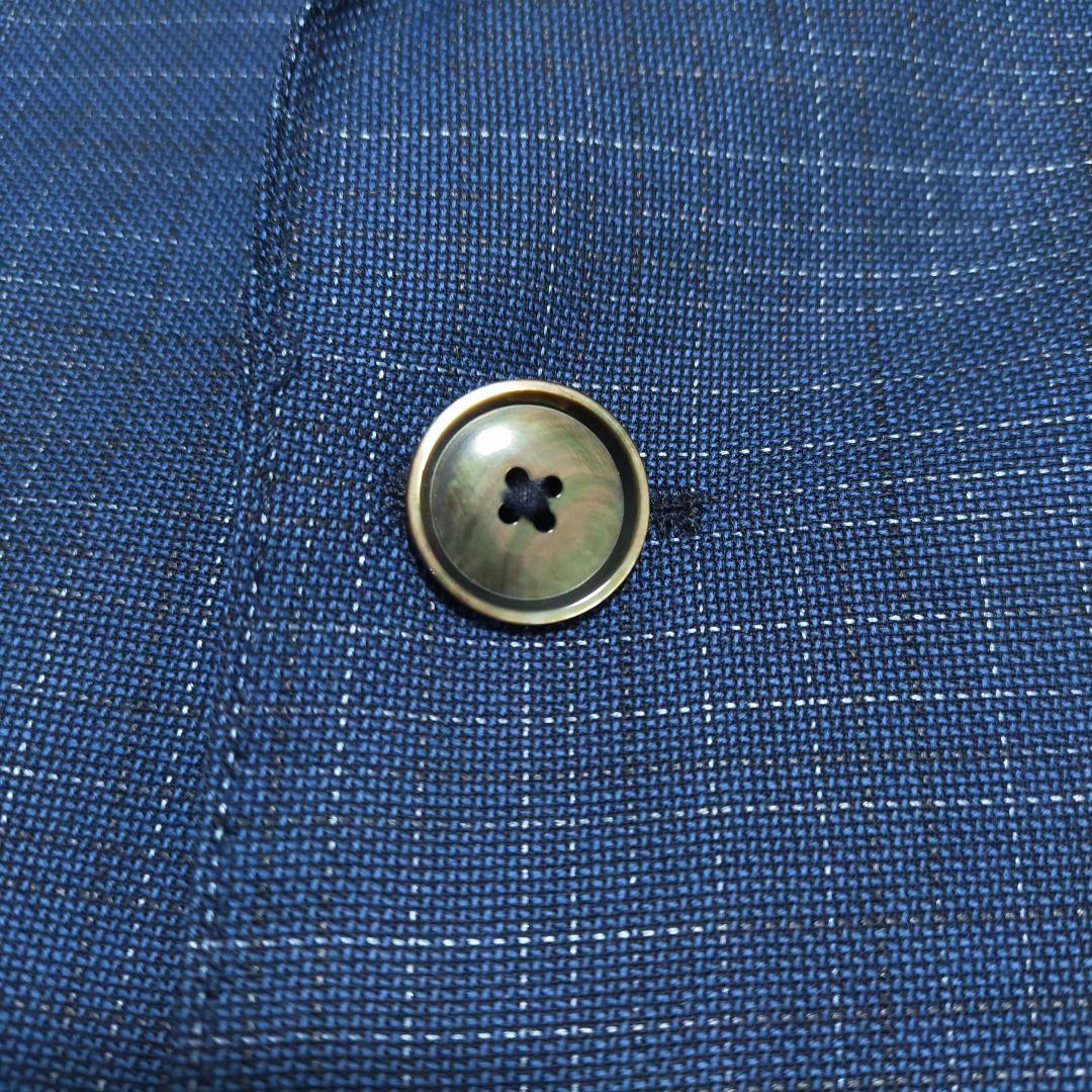 【美品】ヒューゴボス・ジャケット・ポケットチーフ付・ネイビーチェック・2XL~