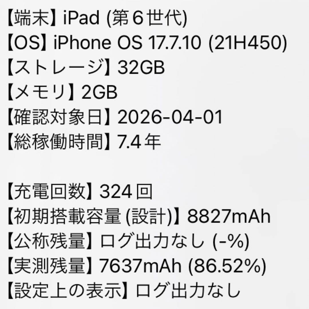 送料無料 F23 iPad 第6世代 スペースグレイ 32GB Wi-Fi