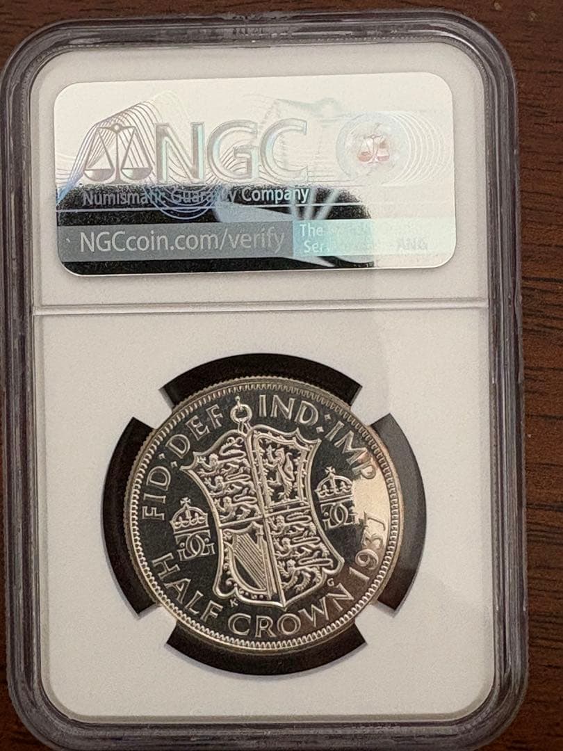 1937 英国 ジョージ6世　ハーフクラウン銀貨　NGC PF65