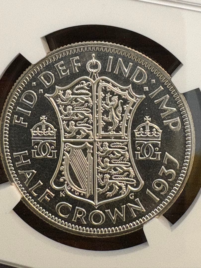1937 英国 ジョージ6世　ハーフクラウン銀貨　NGC PF65